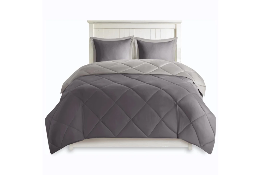 Twin/Twin Xl Comforter-2 Piece Set Reversible Diamond Quilting Charcoal