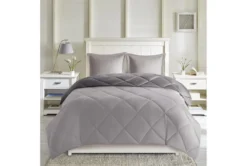 Eastern King Comforter-3 Piece Set Reversible Diamond Quilting Charcoal -Estally Home Decor Store 273833 multicolor polyester comforter room 88