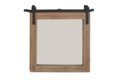 31X31 Inch Wood + Metal Barn Door Wall Mirror -Estally Home Decor Store 276428 brown multi media mirror material 76