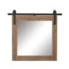 31X31 Inch Wood + Metal Barn Door Wall Mirror