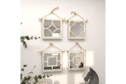 12X12 Inch White Chinese Fir Wood Wall Mirror -Estally Home Decor Store 276453 white wood mirror room 94