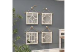 12X12 Inch White Chinese Fir Wood Wall Mirror -Estally Home Decor Store 276453 white wood mirror room 95