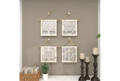 12X12 Inch White Chinese Fir Wood Wall Mirror -Estally Home Decor Store 276453 white wood mirror room 96