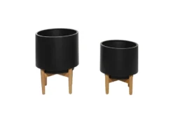 Black Iron Planter Set Of 2 -Estally Home Decor Store 278174 black multi media planter front 03