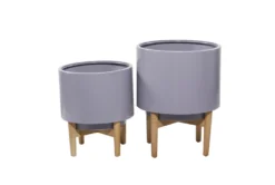 Grey Iron Planter Set Of 2 -Estally Home Decor Store 278175 grey multi media planter back 82