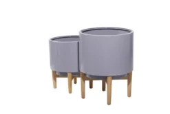 Grey Iron Planter Set Of 2 -Estally Home Decor Store 278175 grey multi media planter front 04