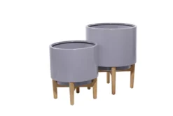 Grey Iron Planter Set Of 2 -Estally Home Decor Store 278175 grey multi media planter front 05