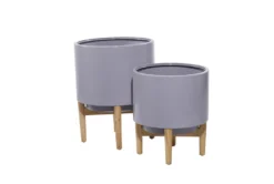 Grey Iron Planter Set Of 2 -Estally Home Decor Store 278175 grey multi media planter front 06