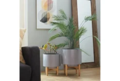 Grey Iron Planter Set Of 2 -Estally Home Decor Store 278175 grey multi media planter room 85