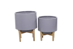 Grey Iron Planter Set Of 2