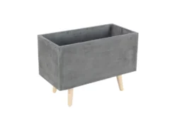 Dark Grey Fiber Clay Planter Set Of 2 -Estally Home Decor Store 278231 grey multi media planter front 05