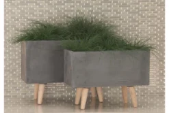Dark Grey Fiber Clay Planter Set Of 2 -Estally Home Decor Store 278231 grey multi media planter room 85