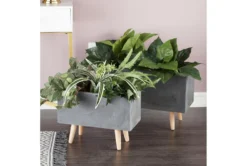 Dark Grey Fiber Clay Planter Set Of 2 -Estally Home Decor Store 278231 grey multi media planter room 86