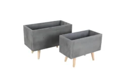 Dark Grey Fiber Clay Planter Set Of 2