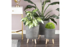 Black Ceramic Planter Set Of 3 -Estally Home Decor Store 278234 black multi media planter room 85