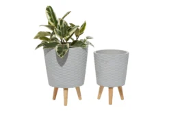 Grey Wood Planter Set Of 2