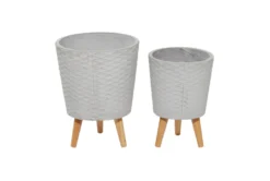 Grey Wood Planter Set Of 2 -Estally Home Decor Store 278237 grey wood outdoor planter material 76