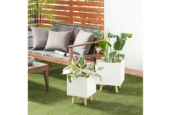 White Ceramic Planter Set Of 2 -Estally Home Decor Store 278244 white multi media planter room 85