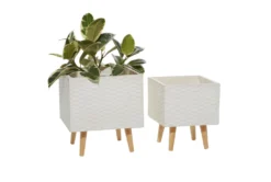 White Ceramic Planter Set Of 2