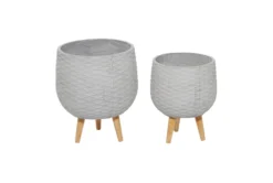 Light Grey Ceramic Planter Set Of 2 -Estally Home Decor Store 278249 grey multi media outdoor planter material 76