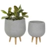 Light Grey Ceramic Planter Set Of 2 -Estally Home Decor Store 278249 grey multi media planter signature 01