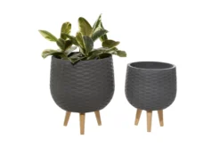Grey Modern Ceramic Hanging Planter Set Of 2
