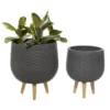 Grey Modern Ceramic Hanging Planter Set Of 2