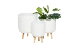 White Wood Planter Set Of 3