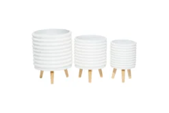 3 Leg White Wood Planter Set Of 3 -Estally Home Decor Store 278254 white multi media planter back 82