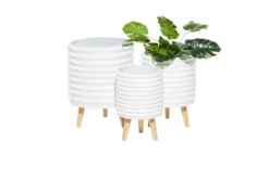 3 Leg White Wood Planter Set Of 3