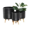 3 Leg Black Wood Planter Set Of 3 -Estally Home Decor Store 278256 black multi media planter signature 01