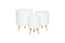 White Wood Planter Set Of 3 -Estally Home Decor Store 278257 white multi media planter front 02