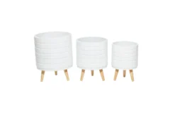 White Wood Planter Set Of 3 -Estally Home Decor Store 278257 white multi media planter front 03
