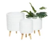 White Wood Planter Set Of 3 -Estally Home Decor Store 278257 white multi media planter signature 01