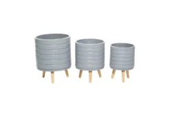 Grey Wood Planter Set Of 3 -Estally Home Decor Store 278258 grey multi media planter back 82