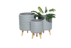 Grey Wood Planter Set Of 3