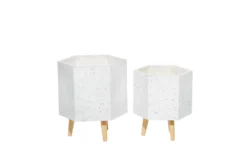 White Wood Planter Set Of 2 -Estally Home Decor Store 278263 white multi media planter material 76