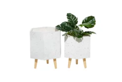 White Wood Planter Set Of 2
