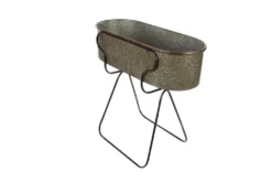 35 Inch Silver Iron Planter 11 35 Inch Silver Iron Planter -Estally Home Decor Store 278317 silver multi media planter front 02