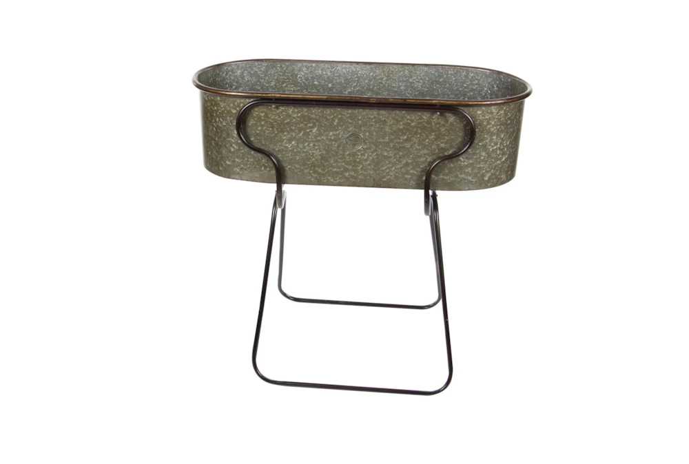 35 Inch Silver Iron Planter 3 35 Inch Silver Iron Planter