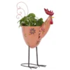 20 Inch Pink Iron Rooster Planter