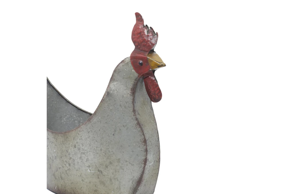 16 Inch Grey Iron Rooster Planter 7 16 Inch Grey Iron Rooster Planter - Image 5
