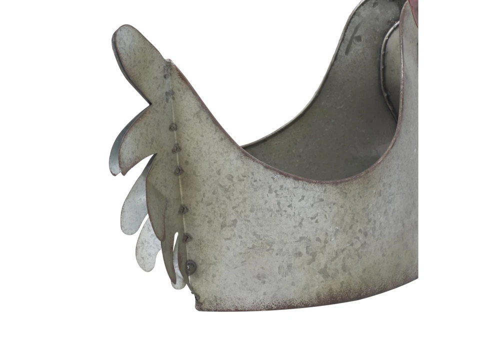 16 Inch Grey Iron Rooster Planter 8 16 Inch Grey Iron Rooster Planter - Image 6