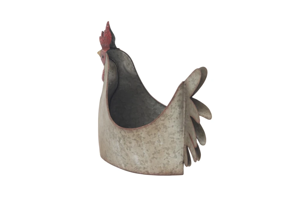 16 Inch Grey Iron Rooster Planter 6 16 Inch Grey Iron Rooster Planter - Image 4