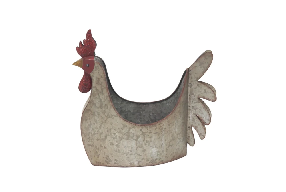 16 Inch Grey Iron Rooster Planter 3 16 Inch Grey Iron Rooster Planter