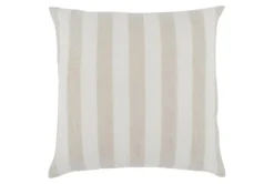 26X26 Ivory + Natural Awning Stripe Euro Throw Pillow Floor Cushion