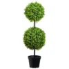 37 Inch Indoor/Outdoor Uv Protected Boxwood 2 Ball Topiary Tree With Battery Operated Lights