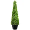 48 Inch Indoor/Outdoor Uv Protected Boxwood Cone Topiary Tree With Battery Operated Lights -Estally Home Decor Store 281296 green plastic topiary signature 02