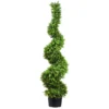 58 Inch Indoor/Outdoor Uv Protected Boxwood Spiral Topiary Tree With Battery Operated Lights -Estally Home Decor Store 281297 green plastic topiary signature 02
