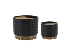 6 Inch & 8 Inch Black Set Of 2 Maze Metallic Planters